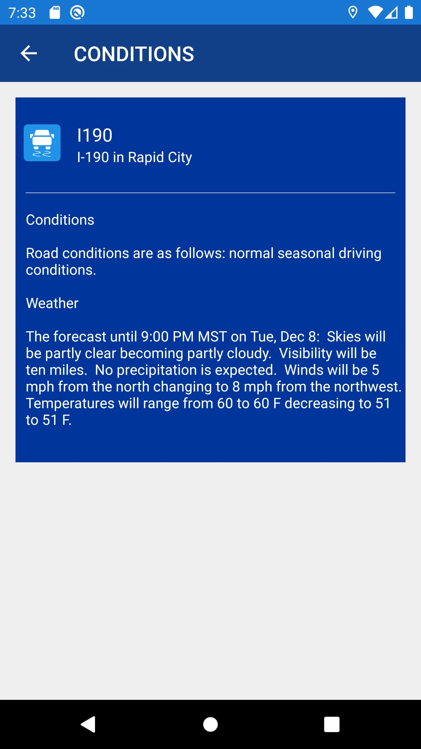 SDDOT 511 Screenshot 3