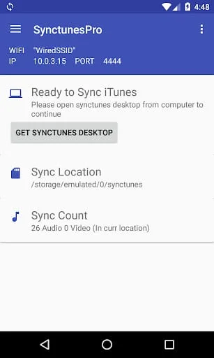 Sync iTunes to android - Free Screenshot 1