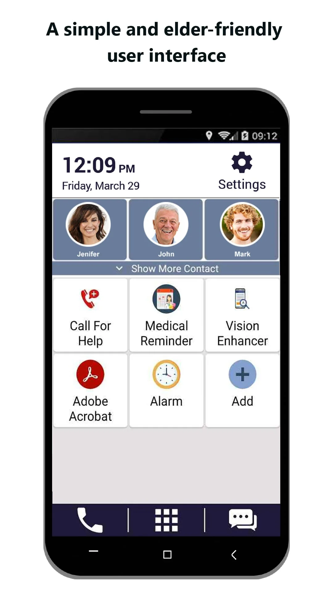 Senior Safety Phone - Big Icon Screenshot 1