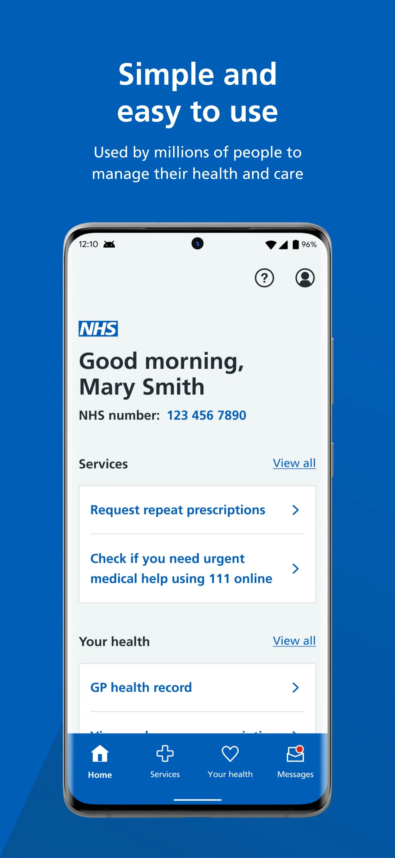 NHS App Screenshot 2