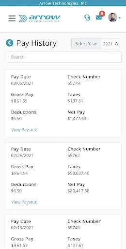 PrismHR Employee Portal Screenshot 3
