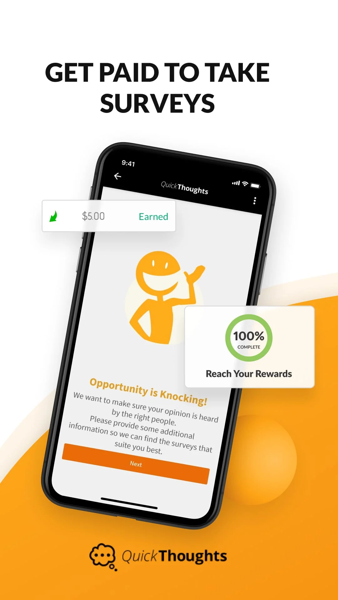 QuickThoughts: Paid Surveys Screenshot 1