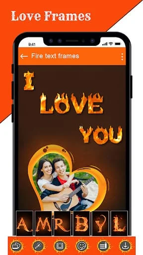 Fire Text Photo Frames App Screenshot 2